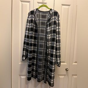 Long plaid cardigan